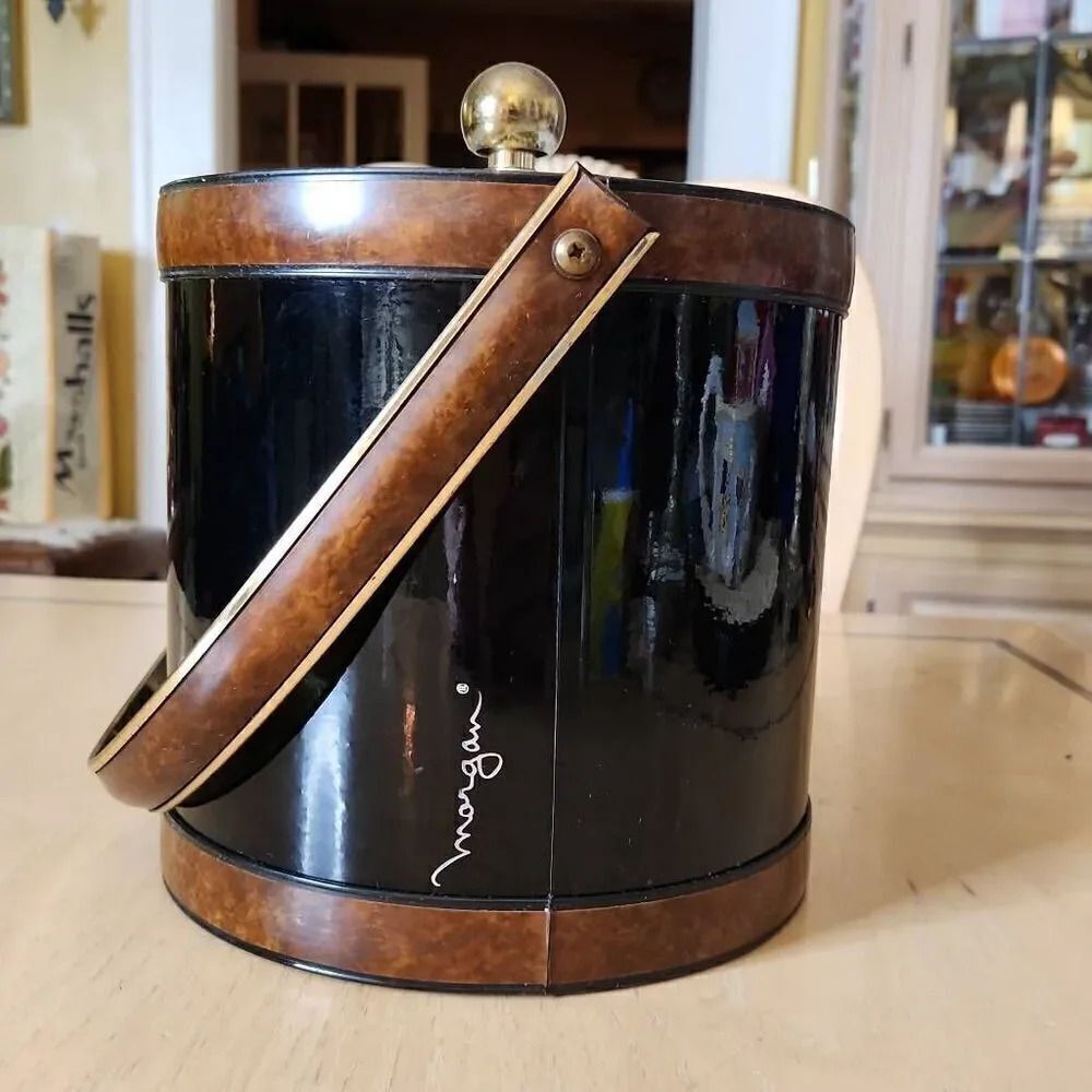 Vintage Morgan black and brown ice bucket